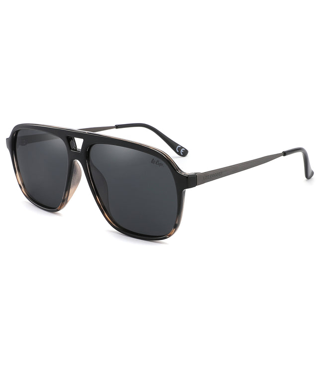 LC1001C03 - Sleek Black Retro Vintage - Rectangle - Sunglasses