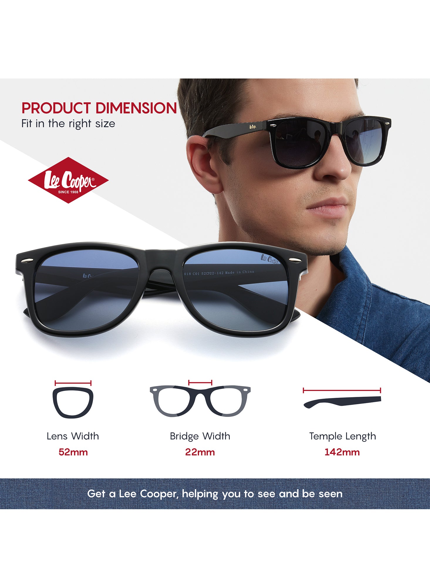 LC1018C01 - Gradient Blue - Shiny Black Frame - Full-Frame Sunglasses