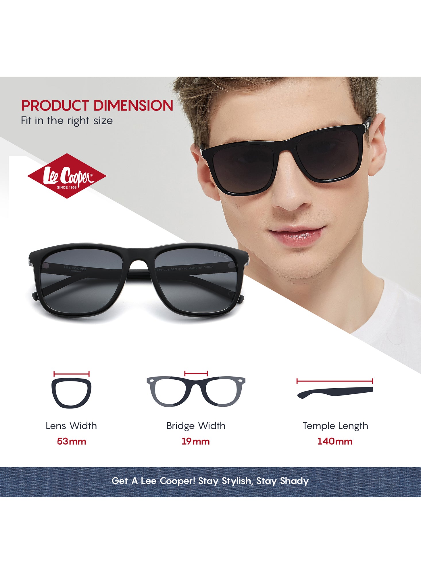 LC1040C03 - Chic Gradient Grey Lens - Classic Black Frame - Sunglasses