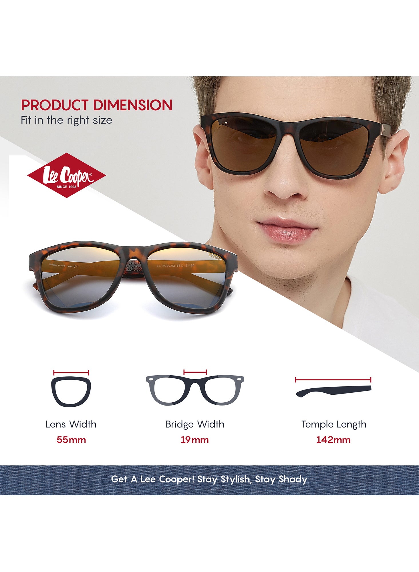 LC1039C02 - Blue Revo Lens - DEMI Plastic Frame - Sunglasses