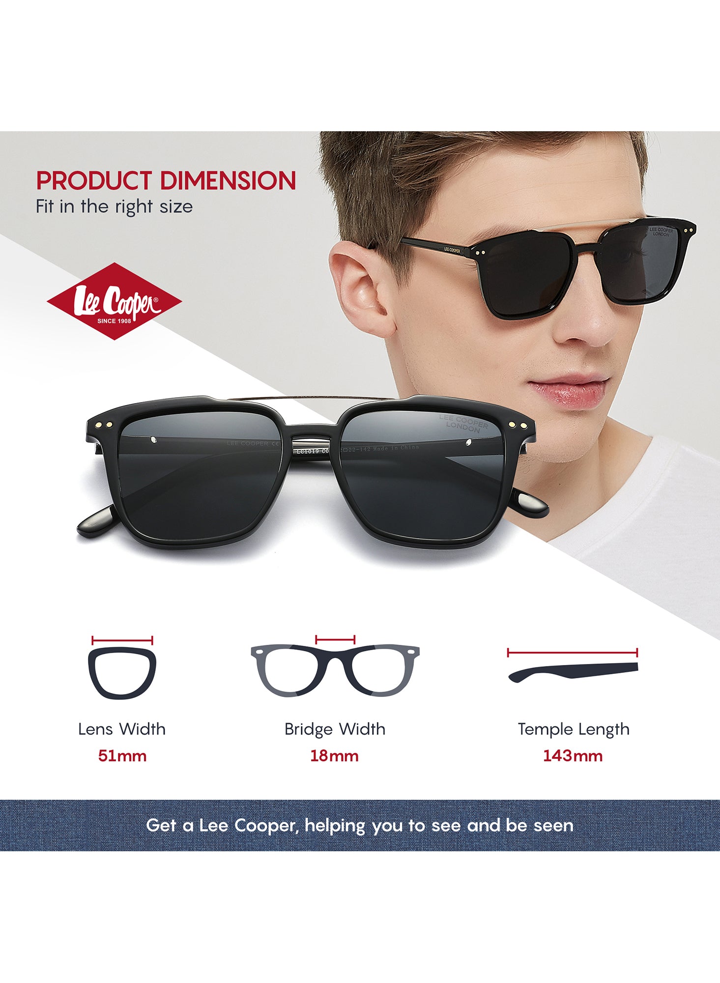 LC1019C01 - Single Black Lens - Shiny Black Frame - Full-Frame - Sunglasses