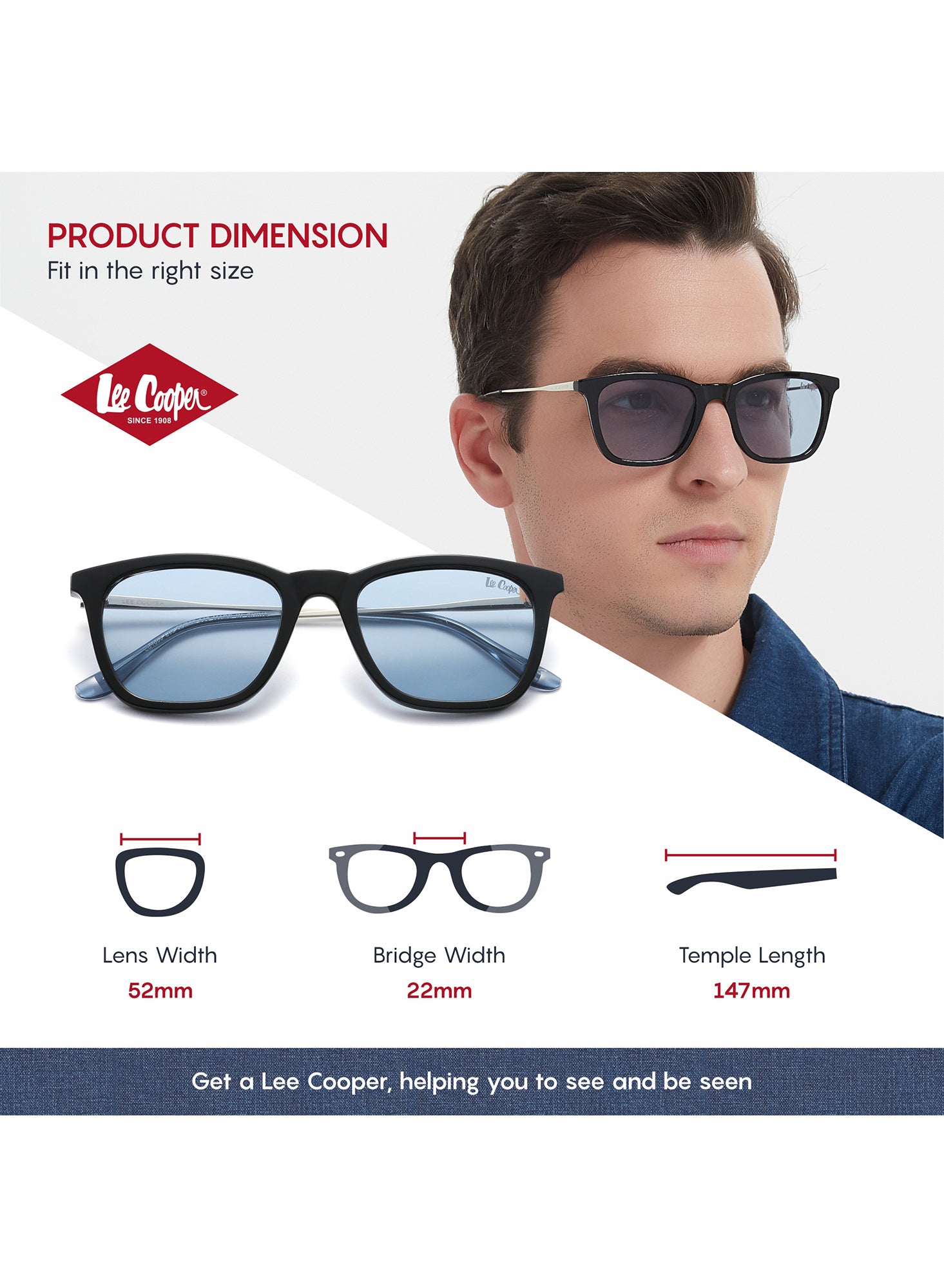 LC1003C02 - Blue Lens - Black Frame - Sunglasses