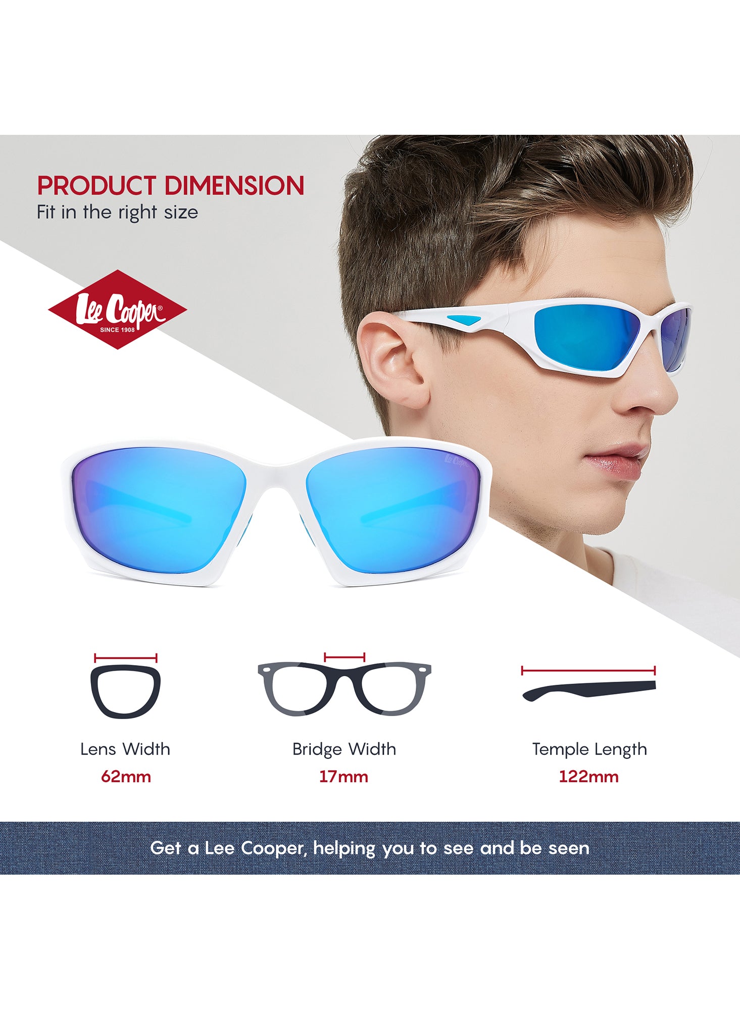 LC1011C03 - Ice Blue Revo Lens - WHITE Frame - Sunglasses