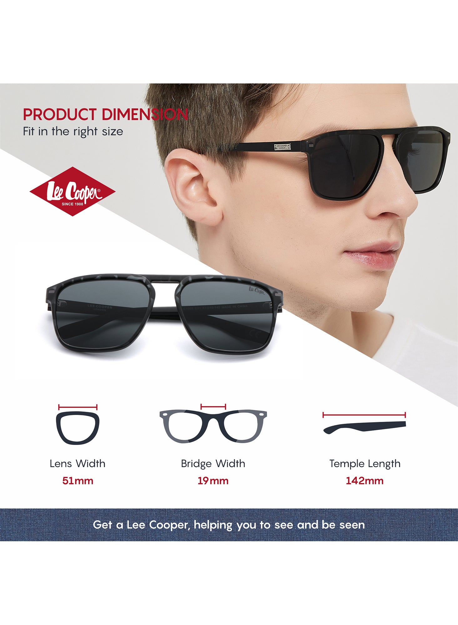 LC1005C01 - Black Lens - Grey DEMI Frame - Sunglasses