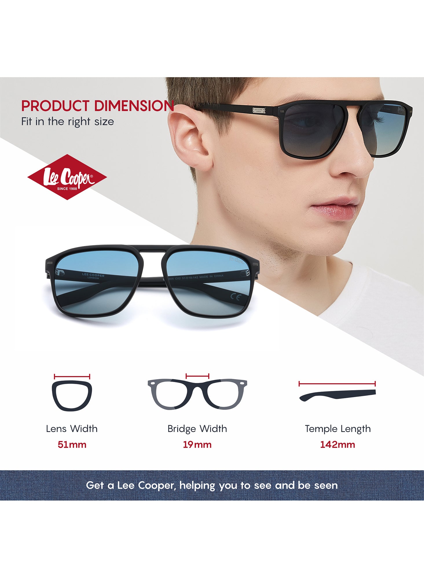 LC1005C02 - Gradient Blue Lens - Black Frame - Sunglasses