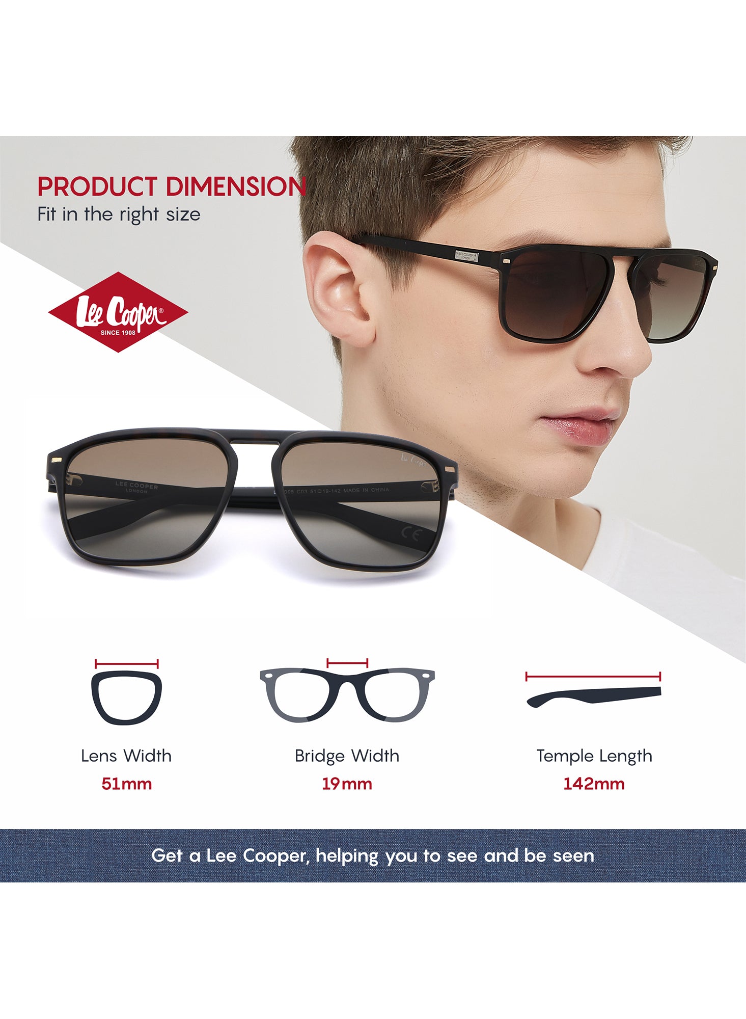 LC1005C03 - Gradient Brown Lens - DEMI Frame - Sunglasses